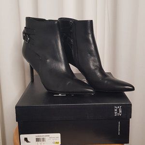 Naturalizer Women's Alaina Black Leather Ankle Booties